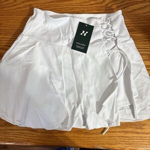 HALARA White Skort with Intricate Side Design